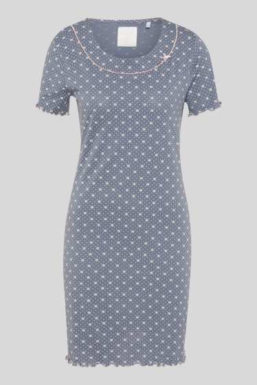 Women - Nightshirt  - polka dot - dark blue
