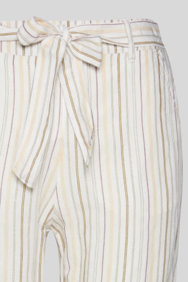 Mujer - Pantalón - Palazzo - Mezcla de lino - De rayas - crema