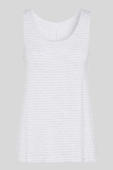 Donna - Top pigiama - a righe - bianco / grigio