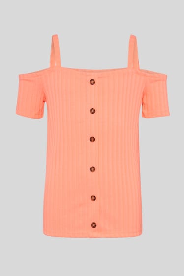 Dětské - Tričko s krátkým rukávem - neonově oranžová