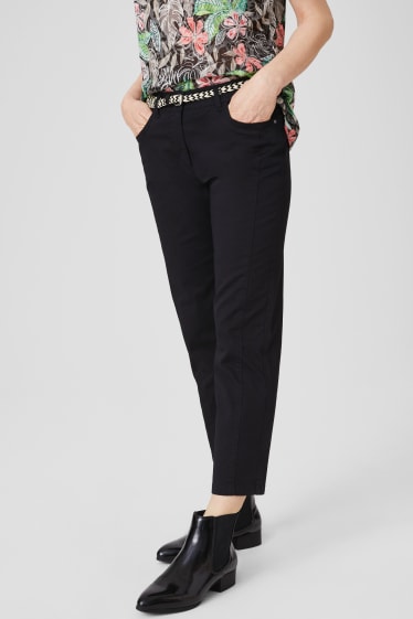 Femmes - Pantalon avec ceinture - noir