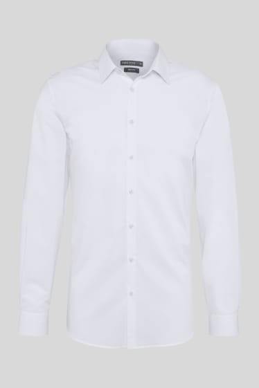 Mężczyźni - Koszula biznesowa - slim fit - kołnierzyk kent - lekko się prasuje - biały
