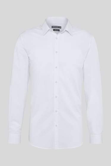 Hommes - Chemise de bureau - slim fit - col kent - facile à repasser - blanc