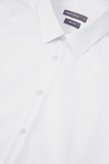 Mężczyźni - Koszula biznesowa - slim fit - kołnierzyk kent - lekko się prasuje - biały