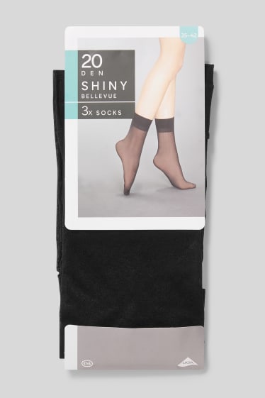 Donna - Confezione da 3 - calzini fini - 20 DEN - nero