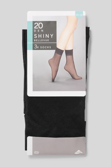 Femmes - Lot de 3 - chaussettes fines - 20 DEN - noir