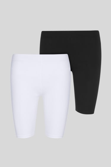 Mujer - Pack de 2 - pantalón de ciclista básico - blanco / negro