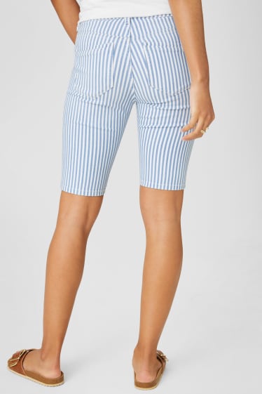 Damen - Jeans-Bermudas - gestreift - weiss / blau