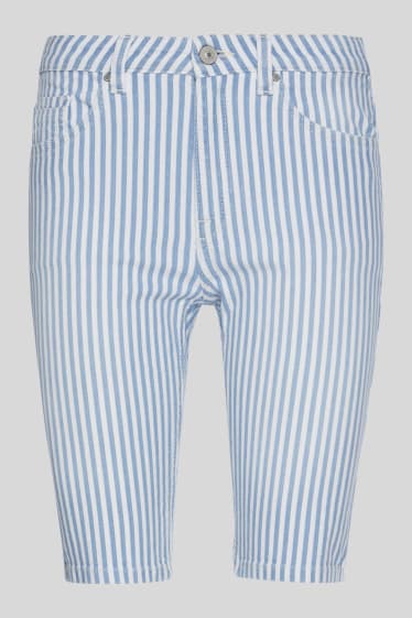 Women - Denim bermudas - striped - white / blue