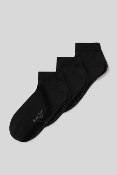 Hombre - Pack de 3 - calcetines tobilleros - Áloe vera - negro