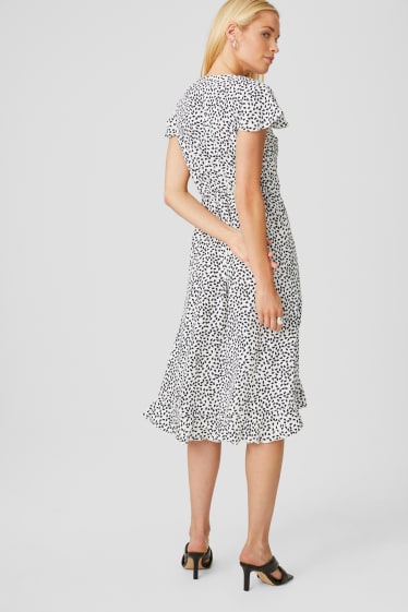 Women - Wrap dress - white / black
