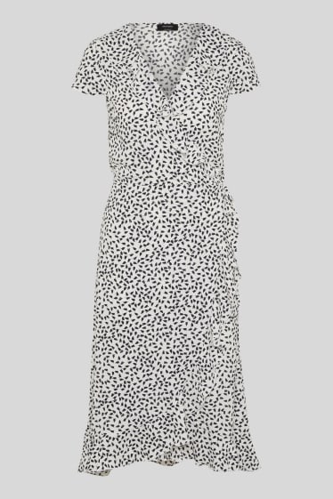 Women - Wrap dress - white / black