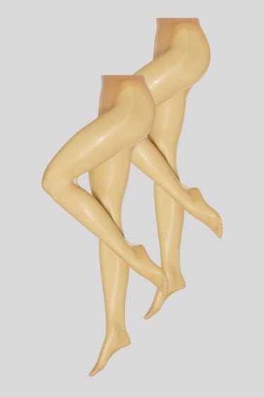 Women - Multipack of 2 - tights - LYCRA® - 15 denier - beige