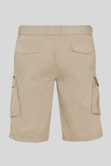 Men - Cargo shorts with belt - taupe