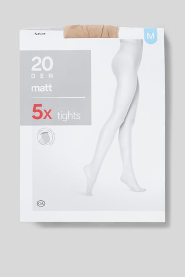Women - Multipack of 5 - sheer tights - 20 denier - light beige