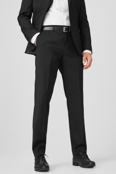 Heren - Split suitbroek - wollen pantalon - Slim Fit - zwart