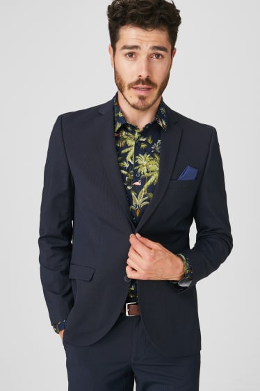 Pánské - Oblekové sako - slim fit - stretch - tmavomodrá