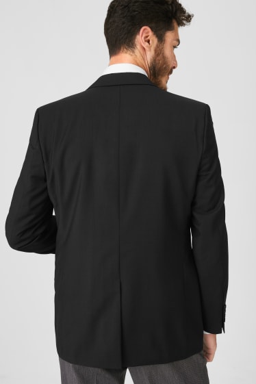 Pánské - Oblekové vlněné sako - Regular Fit - černá