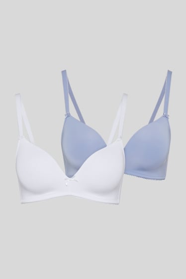 Femmes - Lot de 2 - soutien-gorge sans armatures - push-up - bleu clair / bleu clair