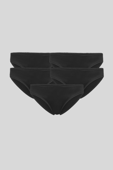 Damen - Multipack 5er - Slip - Bio Baumwolle - schwarz