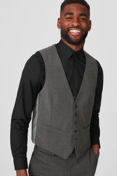 Pánské - Obleková vesta - Tailored Fit - šedá