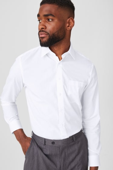 Men - Business shirt - regular fit - Kent collar - easy-iron - white