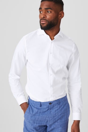 Herren - Businesshemd - Slim Fit - Cutaway - bügelleicht - weiss