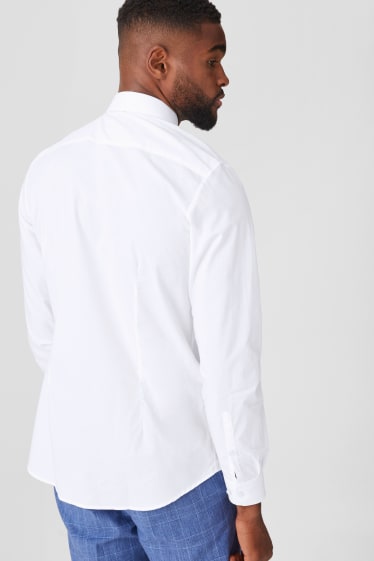 Hommes - Chemise de bureau - coupe slim - col cutaway - facile à repasser - blanc