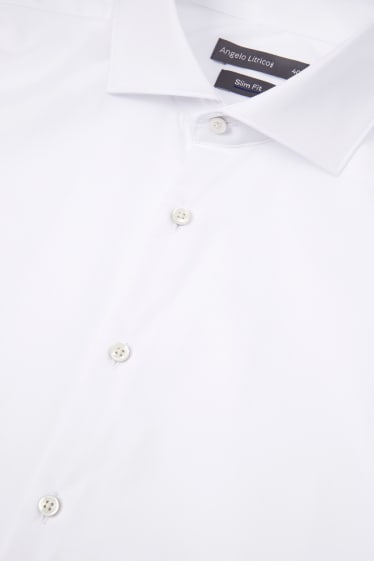 Men - Business shirt - slim fit - cutaway collar - easy-iron - white