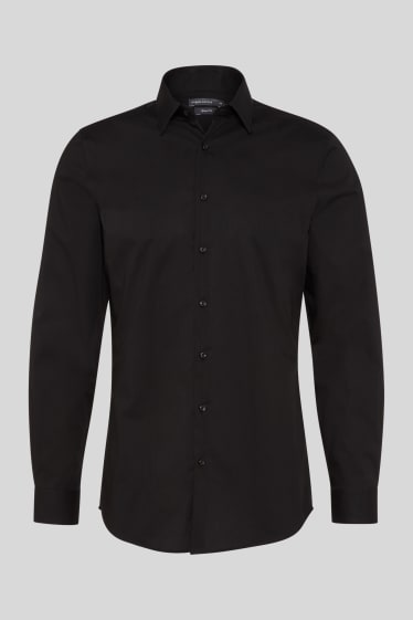 Uomo - Camicia business - slim fit - colletto all'italiana - facile da stirare - nero