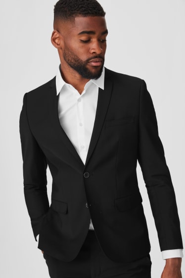 Men - Suit jacket - body fit - wool blend - black