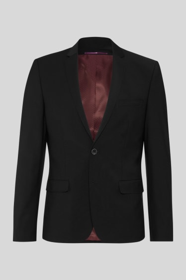 Men - Suit jacket - body fit - wool blend - black