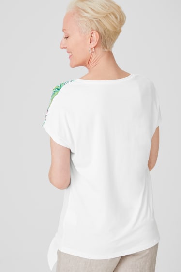 Kobiety - T-shirt - efekt połysku - biały