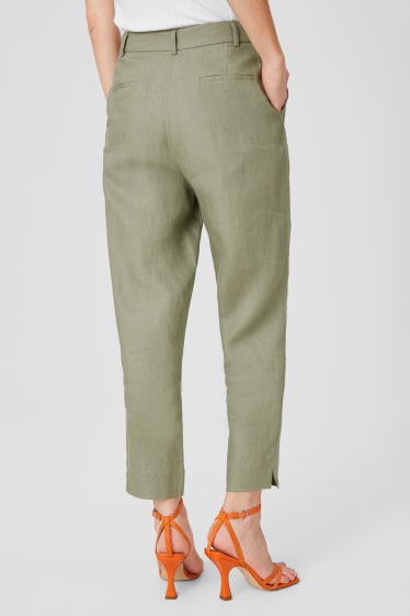 Mujer - Pantalón de lino para oficina - verde