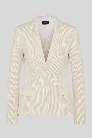 Women - Business blazer - striped - white / beige