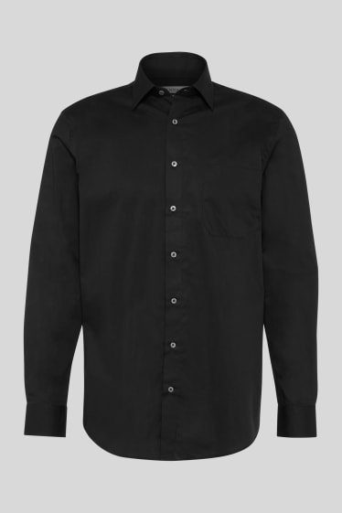 Men - Business shirt - regular fit - kent collar - easy-iron - black