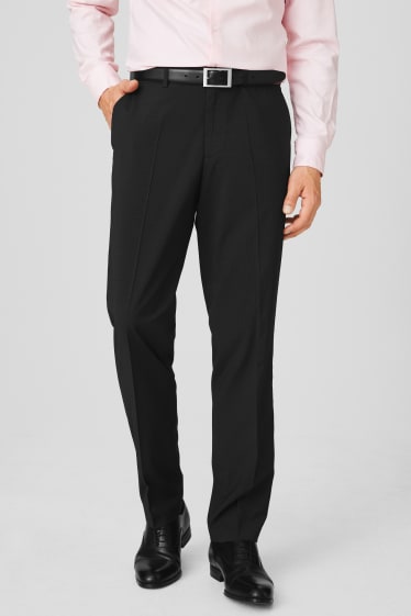Pánské - Oblekové kalhoty - Slim Fit - úzké proužky - černá
