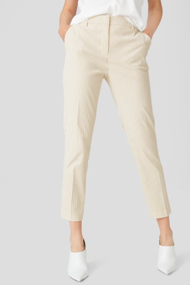 Women - Business trousers - striped - white / beige