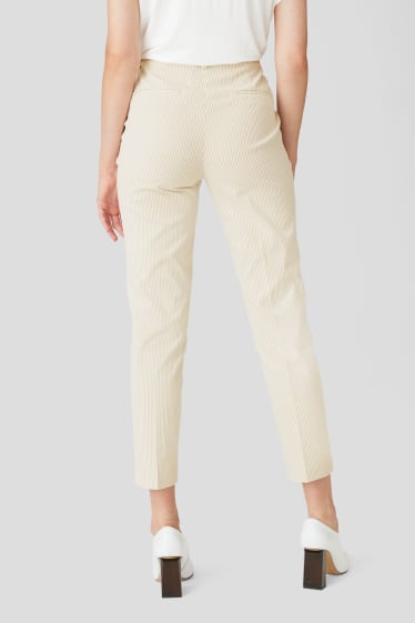 Kobiety - Spodnie biznesowe - w paski - biały / beżowy