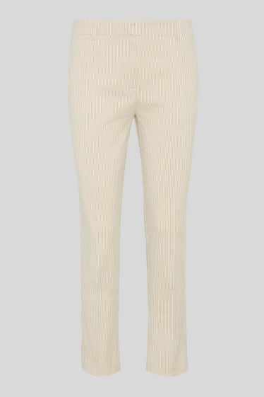 Femmes - Pantalon de bureau - à rayures - blanc / beige