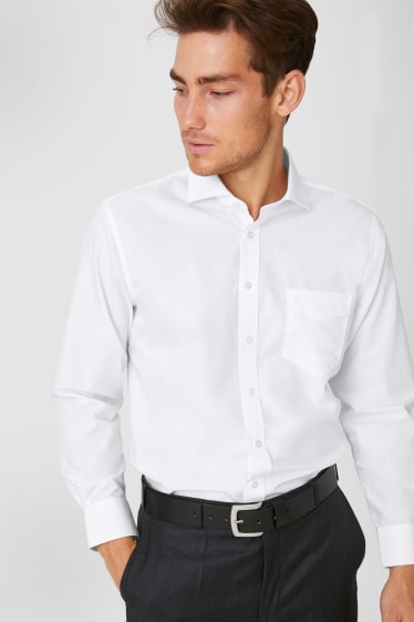 Pánské - Business košile - Regular Fit - Cutaway - extra krátké rukávy - bílá
