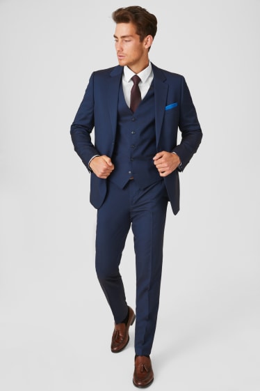 Heren - Pak - Tailored Fit - 4-delig - donkerblauw