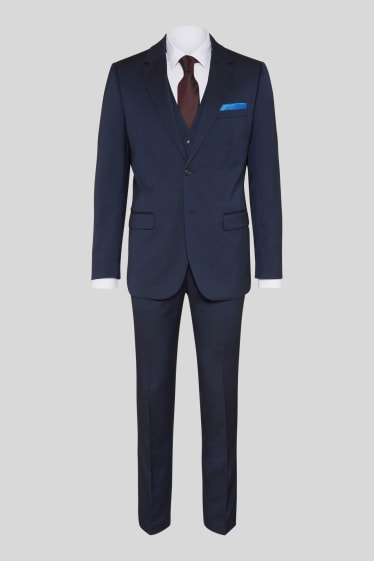 Mężczyźni - Garnitur - Tailored Fit - 4 części - ciemnoniebieski