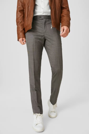 Heren - Broek uit het combi-systeem - wol - Tailored Fit - grijs