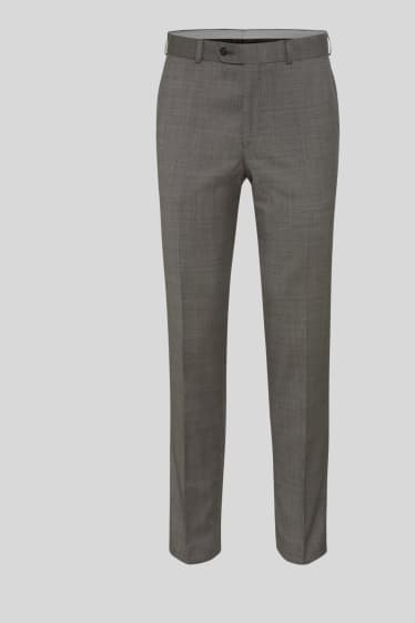 Pánské - Oblekové kalhoty - vlna - Tailored Fit - šedá