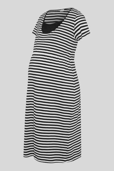 Women - Nursing dress - striped - white / black