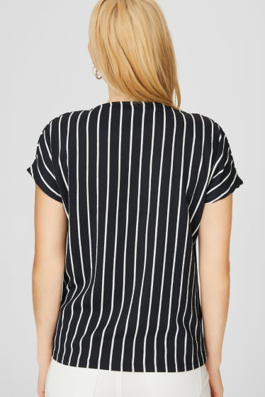 Damen - T-Shirt - gestreift - schwarz / weiss