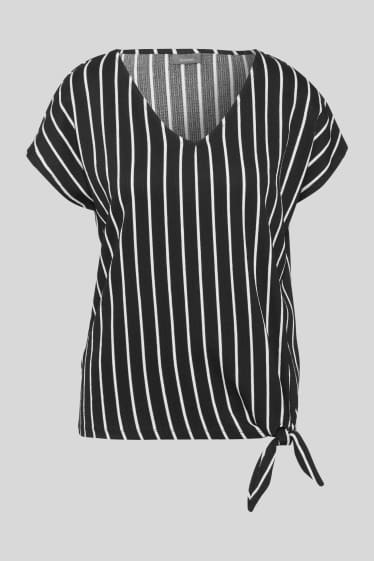 Damen - T-Shirt - gestreift - schwarz / weiss