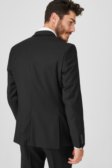 Pánské - Oblekové vlněné sako - Slim Fit - černá