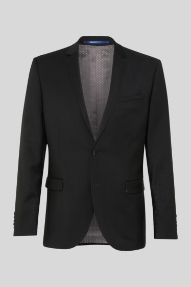 Pánské - Oblekové vlněné sako - Slim Fit - černá
